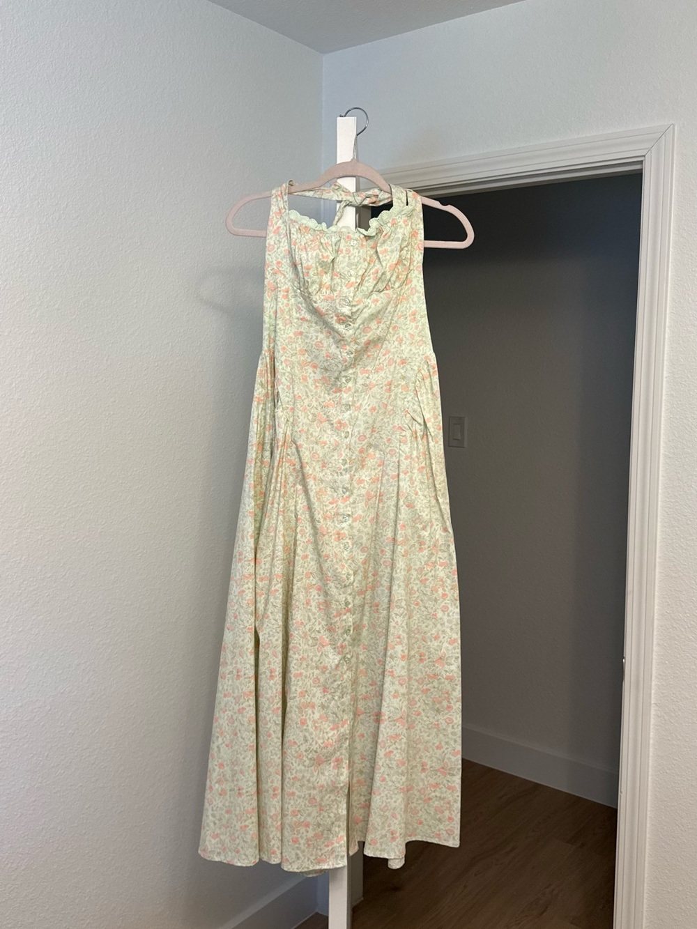 Urban Outfitters Mint Green Floral Lace-Trim Dress